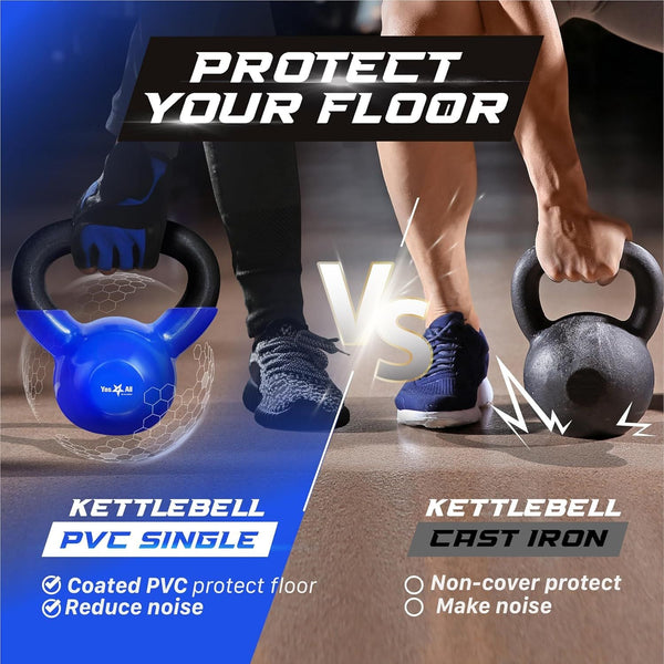 Vinyl Coated Cast Iron Kettlebell Strength Training Home Gym